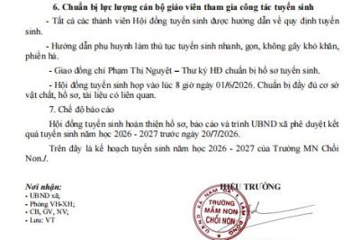 Kế hoạch tuyển sinh năm học 2026 – 2027
